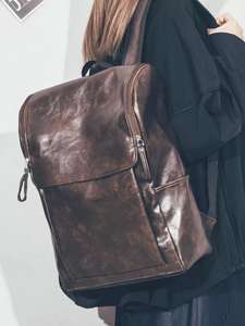 Ragazzi uomini 17 pollici a prova di odore finto morbido PU borchiato unisex zainetto bagpack smart vintage unisex in pelle studente bac uomo - Product Image 3