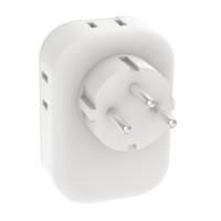 Adaptateur de prise électrique multi-voyages États-Unis-Europe avec 1 port USB-A, 2 ports USB-C, courant nominal 15A, prise de courant internationale