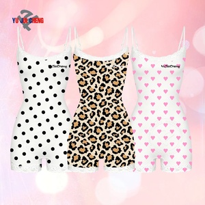 Tuta Elegante Bodycon con Logo Personalizzato, Casual, da <span class=keywords><strong>Donna</strong></span>, con Stampa a Pois, Spalline Sottili, Pezzo Unico, in Pizzo, Stampa Leopardata - Product Image 1