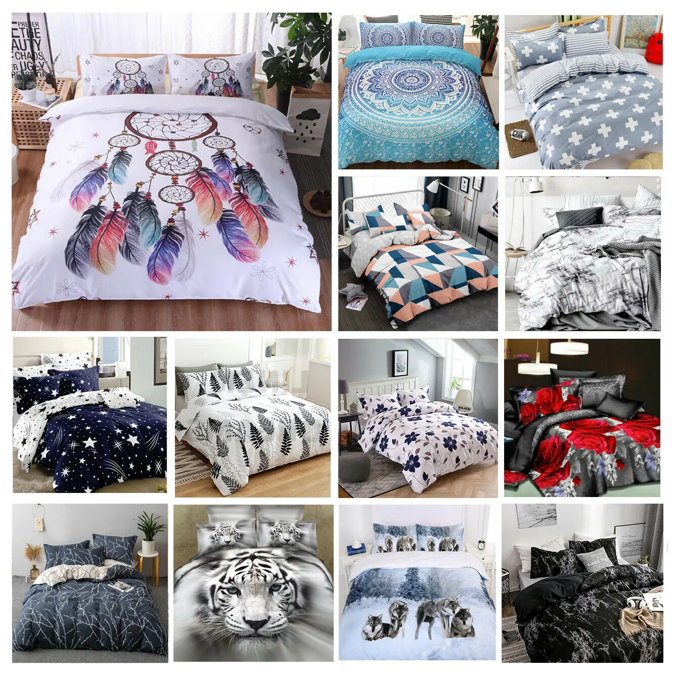 Wholesale Factory Price Custom Digital Printed Luxury Duvet Cover Sets 100% Cotton Cozy Bedding Set