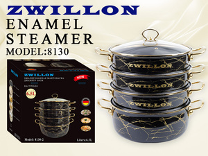 ZWILLON Vaporizador esmaltado 5.0L/6.5L/7.5L arroz comida vapor <span class=keywords><strong>Bao</strong></span> bollo maíz dulce marisco <span class=keywords><strong>pan</strong></span> multicapa cesta de vapor - Product Image 5