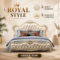 Lit double 1,8 m en bois massif, style classique contemporain, mobilier de chambre à coucher de luxe, style pastoral princesse, lit de mariage français en cuir