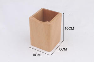 Toptan Modern DIY katı ahşap kare kayın alüminyum ofis masaüstü saklama kutusu çok fonksiyonlu plastik gıda kalemlik - Product Image 5