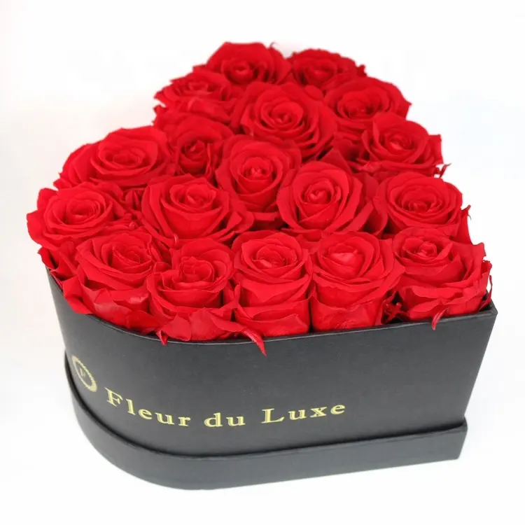 Bunga Dekoratif Flora Musim Panas Bentuk Hati Diawetkan Kotak Hadiah Mawar Sebagai Hadiah Valentine