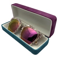 Mode personnalisé étuis à lunettes sacs pliant velours métal verre optique lunettes lunettes étui à lunettes avec Logo