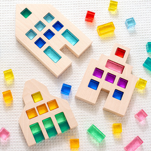 Dropshipping Products <b>Block</b> Set Smooth-Handled Skateboard Children's Early Education Wood Toys Sourcing Service in China - Product Image 2