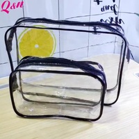 Grande Capacité Voyage PVC Transparent Étanche pour Trousse de Toilette Fermeture à Glissière Logo Personnalisé Clair Maquillage Cosmétique Pochette pour la Beauté