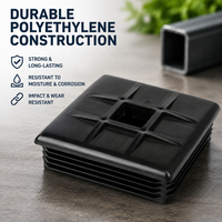 Capuchon d'extrémité carré noir Guankai RV de 4 pouces en PE pour camping-car, système d'évacuation des eaux usées durable et étanche, installation facile, pièces et accessoires pour camping-car 1815B