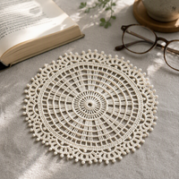 Sous-verre décoratif rond ajouré en dentelle brodée à la machine, style moderne, pour thé et café, 3 mm, écologique