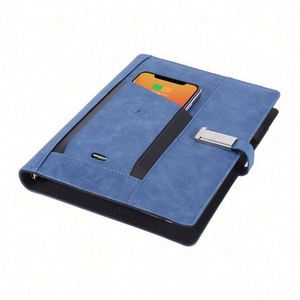 Organiseur/Agenda A5 personnalisé en PU, grande capacité, avec chargeur sans fil, batterie externe, clés USB, style imprimé, spirale - Product Image 5