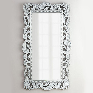 Ornate <strong>Silver</strong> Leaf Rococo Stainless Steel <strong>Frame</strong> Wall <strong>Mirror</strong> - Product Image 2
