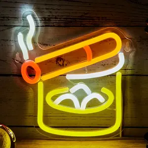 1pc Backboard Led Neon Light Cigarette Wine Glass, Novelty Indoor Decorative Light, Line Switch,and the like