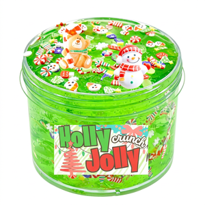 Slime vert pailleté Holly Jolly Crunch avec breloques bonhomme de neige et ours en peluche de Noël - Product Image 4