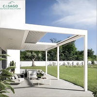 Pergola motorisée rétractable en aluminium à lames orientables - Protection intelligente contre le soleil et la pluie - Abri extérieur pour jardin et balcon