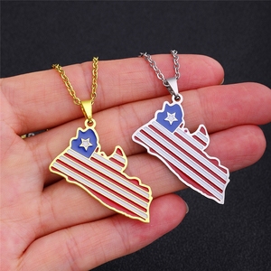 Collares de Joyería de Moda de Acero Inoxidable Impermeables con <span class=keywords><strong>Mapa</strong></span> Nacional de <span class=keywords><strong>Liberia</strong></span>, África Occidental, y Banderas, Venta al por Mayor para Mujeres y Hombres - Product Image 6