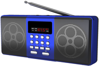 Radio eléctrica digital FM portátil, batería recargable, función de diente azul, pantalla de visualización, banda AM, USB, TF, RF, azul, USB, TF, RF, azul