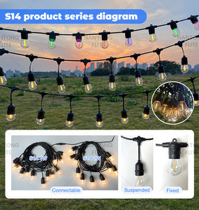 Edison S14 LED ampul 48ft 10m esnek kırılmaz su geçirmez noel dize işık bağlanabilir bahçe çardağı veranda Cafe dekor - Product Image 4