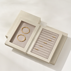 Caja de Joyería Magnética con Logotipo Personalizado FANXI, Caja de Regalo de Cuero y Terciopelo para Joyas Pequeñas, Pendientes, Pulseras, Collares y Anillos - Product Image 2