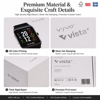 Boîte d'emballage pour montre connectée sans odeur, en papier couché, avec logo estampé à chaud argenté, couvercle et base