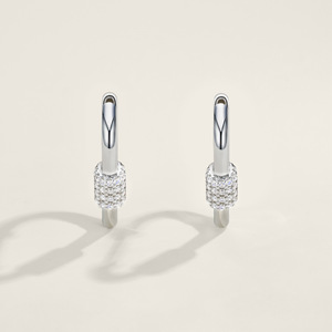 Pendientes de aro triangulares de moissanita de 1 mm con certificación VVS1 D Color, <span class=keywords><strong>plata</strong></span> 925 con baño de rodio, joyería antideslustre para mujer - Product Image 4