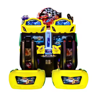 Artbel Machine de jeu d'arcade de course pour deux joueurs, simulateur à monnayeur, prise en charge de l'anglais, garantie 1 an, jaune et noir, 220V