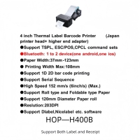 Imprimante d'étiquettes thermiques 4 pouces avec tête japonaise 203 dpi, interface USB, prend en charge les commandes TSPL/ESC/POS/CPCL, en stock
