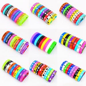 Customized High Quality Thick Promotional Debossed Waterproof Eco-Friendly <b>Silicone</b> <b>Rubber</b> Wristband Message Logo - Product Image 2