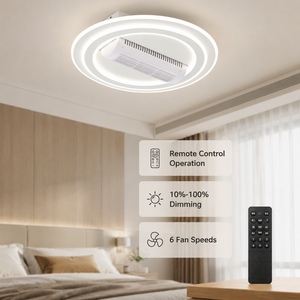 Ventilateur de plafond moderne décoratif d'intérieur en acrylique avec télécommande, 6 vitesses, variateur d'intensité, 3 températures de couleur, pour chambre et salon - Product Image 3