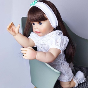 Poupées Bébé <span class=keywords><strong>Reborn</strong></span> Réalistes Noires en Vinyle Faites à la Main, Modèle de Jouet Souple 3D Peint avec Yeux Ouverts et Cheveux Changeables - Product Image 5