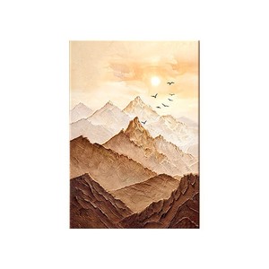Peinture à l'huile peinte à la main, paysage abstrait, toile d'art murale pour salon, décoration de fond de canapé, scène de montagne dorée - Product Image 5