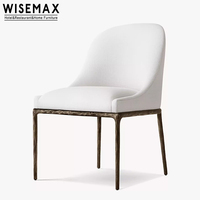 WISEMAX FURNITURE Charme raffiné design Vintage Cuivre Fer Cadre Hôtel Loisirs mobilier Tissu doux Loisirs Chaise pour maison chaleureuse