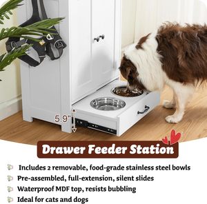 ที่เก็บอาหารสัตว์เลี้ยงแบบดึงออกได้ ชามสแตนเลสคู่ สำหรับสุนัขและแมว ความจุขนาดใหญ่ ทำความสะอาดง่าย อุปกรณ์สำหรับสัตว์เลี้ยงทันสมัย - Product Image 5