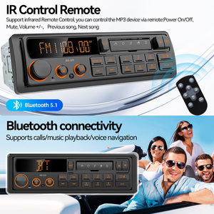 Grandnavi Reproductor <span class=keywords><strong>MP3</strong></span>/MP4 Retro 1 Din con Amplificador, USB/SD/FM AM DAB EQ, Altavoz Integrado, Micrófono, Luces de Colores, Sonido de Alta Resolución, Rápido - Product Image 4