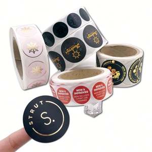 Rollo de adhesivo de papel sintético hecho de vinilo PP, Adhesivo de logotipo redondo impreso UV degradable con el medio ambiente - Product Image 6