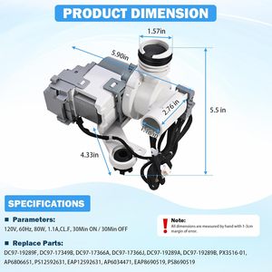 Pompe de vidange <span class=keywords><strong>pour</strong></span> lave-linge Samsung DC97-19289F DC97-19289B DC97-19289A PX3516-01 – Remplace DC97-17349B DC97-17366A - Product Image 3