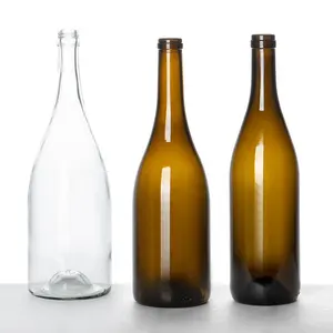 Food Grade Frosted Glass Burgundy Bottle Various Size 375ml 750ml 1500ml Manufacturer Bulk Custom Glass Wine Bottle