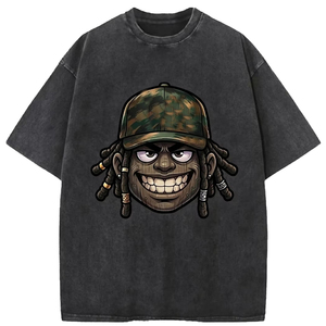 Camiseta de Hombre con Estampado Gráfico DTG, Estilo Streetwear, Corte Holgado, Color Sólido, Lavado Vintage, Etiqueta Personalizada de Fábrica - Product Image 1