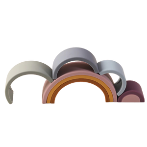 교육 아기 실리콘 무지개 쌓기 장난감 어린이 블록 세트 색상 인식 원형 구름 아치 빌딩 실리콘 재료 - Product Image 3