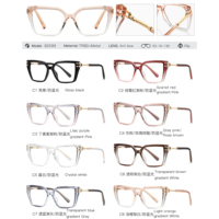 Lunettes anti-lumière bleue tendance pour femmes MS 82299, monture carrée géométrique dégradée, accent métallique élégant, usage quotidien
