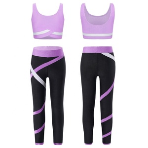 Camiseta Deportiva para Niñas de 6 a 16 Años, Top Deportivo con Leggings para Patinaje Artístico, Yoga, Ejercicio, Gimnasia, Ropa de Entrenamiento, Danza - Product Image 3