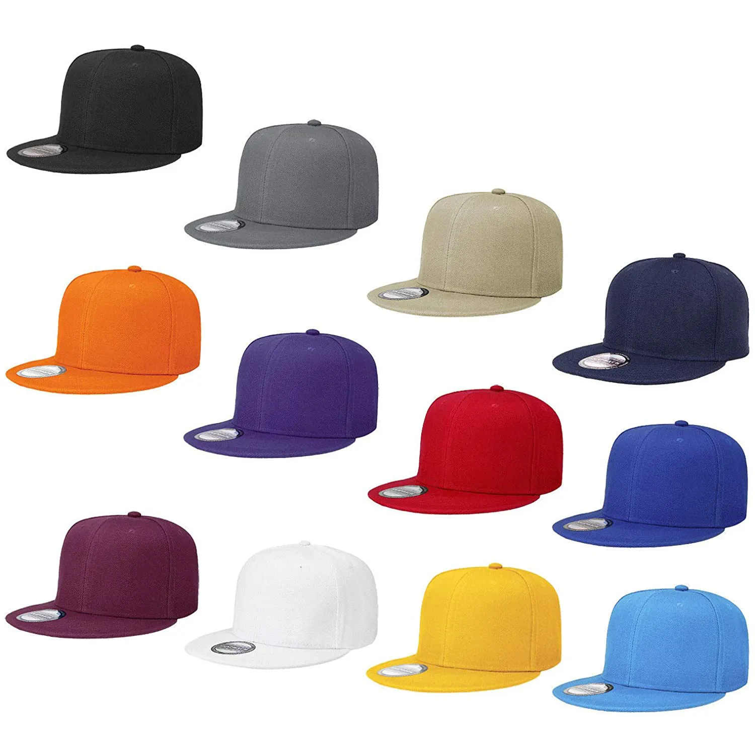 Wholesale Flat Bill 6 Panel Acrylic Custom Gorras Snapback Caps Blank Plain Snapback Hats