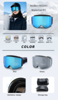 Lunettes de ski Elan Optical YX2001, protection UV400, anti-buée, double lentille miroir, rabattables, pour adultes, pour snowboard