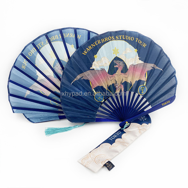 Custom Printed Logo Japanese Shell Fan Silk Bamboo Folding Hand Fan for Wedding