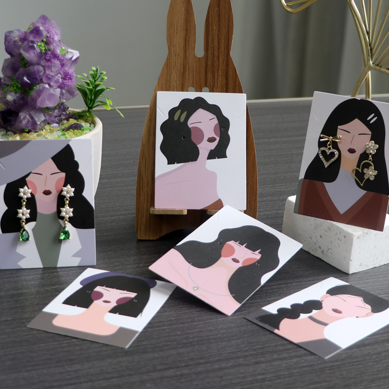 Luxury Designer Cardboard White Custom Logo Jewelry Packaging Card Holder for Earrings Glasses Rings-Recyclable Eco-Friendly