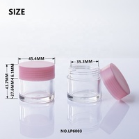 Mini pot en plastique transparent à paroi côtelée mate avec couvercle à vis, 20g, vide, pour échantillons cosmétiques (crème pour les yeux, masque, baume)
