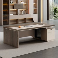 Conjunto de Silla de Oficina Ejecutiva Individual Compacta, Moderna y Minimalista, Estación de Trabajo para Computadora, Madera Crema, Muebles con Alimentación Integrada