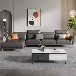 Luxury Sofa Set Living Room L Shaped Sofa Modern With Classical Style Leathaire Couch Wohnzimmer Sofas Home Furniture Set