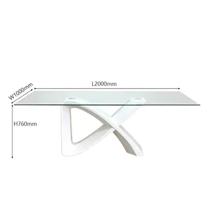 Escritorio de Oficina con Cubierta de Vidrio Personalizada y Base en Forma de X de FRP para Muebles de Espacio de Trabajo Moderno - Product Image 1