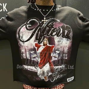 Sudadera de cuello redondo de felpa francesa de alto gramaje con estampado DTG de cristal, estilo streetwear de corte vanguardista, oversize, corta y de corte cuadrado, y camisetas de manga larga - Product Image 2