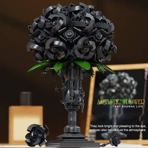 Wholesale <b>Plastic</b> Blooming 3d Puzzle Black Rose Brick Beauty Florist <b>Block</b> Flower Bouquet Compatible Model Building Set - Product Image 3